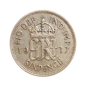 1937 Sixpence-Münze Großbritannien von König George VI, Perfekt für Geburtstage, Jubiläum oder Handwerk und Schmuck