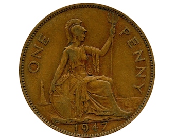 1947 een cent munt Groot-Brittannië van koning George VI, ideaal voor verjaardagen, jubileum of ambachtelijke en juwelen