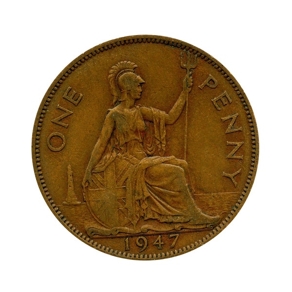 1947 One Penny Coin Great Britain From King George VI , Perfect for Birthdays ,Anniversary or Craft and Jewellery