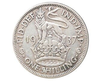 Moneda de chelín inglés de 1937 de Gran Bretaña del rey Jorge VI, perfecta para cumpleaños, aniversarios o manualidades y joyas