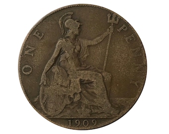 1909 One Penny Coin Great Britain From King Edward VII, Perfect for Birthdays ,Anniversary or Craft and Jewellery