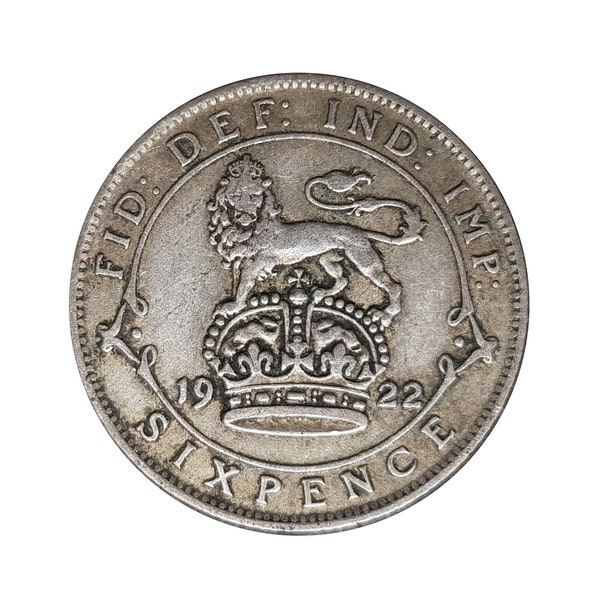 1922 Sixpence Coin Grande-Bretagne du roi George V, parfait pour les anniversaires, l’anniversaire ou l’artisanat et les bijoux