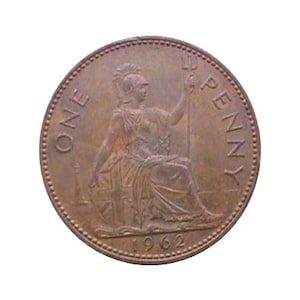 1962 One Penny Coin Great Britain From Queen Elizabeth II , Perfect for Birthdays ,Anniversary or Craft and Jewellery