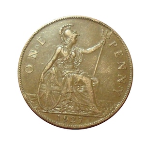 1927 One Penny Coin Great Britain From King George V , Perfect for Birthdays ,Anniversary or Craft and Jewellery