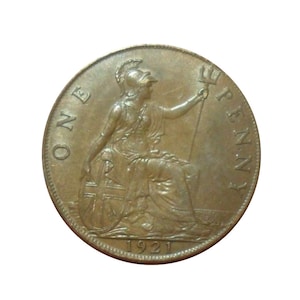 Moneta da un penny del 1921 della Gran Bretagna da re Giorgio V, perfetta per compleanni, anniversari o artigianato e gioielli