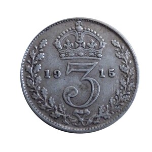 1915 Silber Drei Pence aus dem Vereinigten Königreich, Perfekt für Geburtstage, Jahrestag und schmuck
