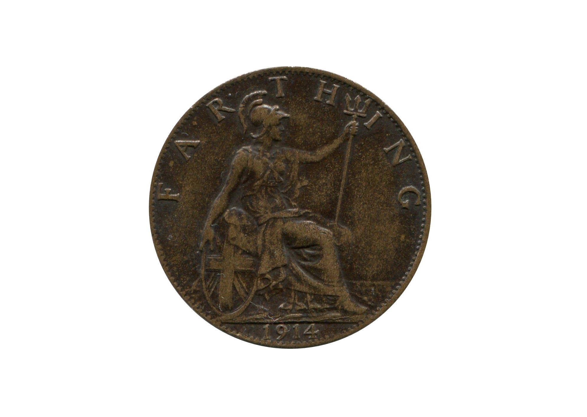 Image of 1914 Farthing Coin Featuring Britannia From The United Kingdom, Perfect For Birthdays , Anniversary & Within Jewellery
