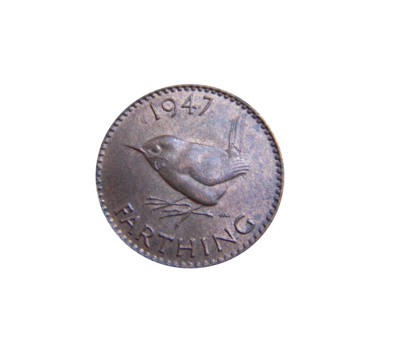 1947 farthing Coin With a Wren from the United kingdom image 0