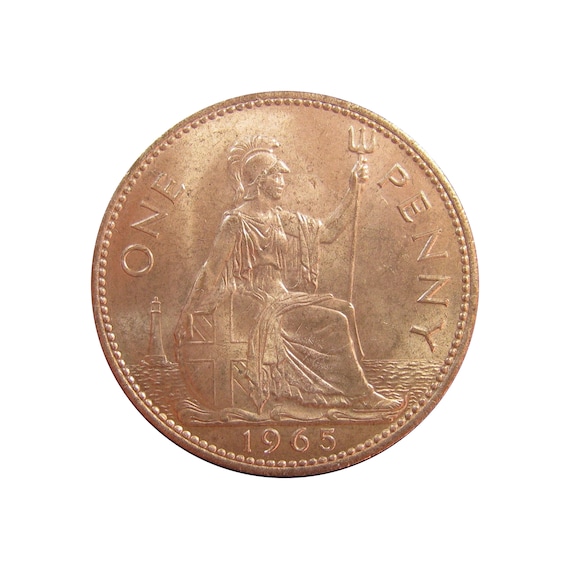 1965 One Penny Coin Great Britain From Queen Elizabeth II