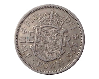 1951年発行のハーフクラウン硬貨（イギリス、ジョージ6世発行）。誕生