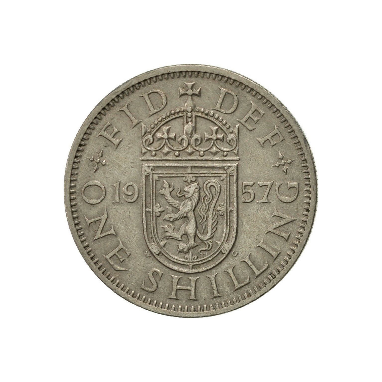 Image of 1957 Scottish Shilling Coin Great Britain From Queen Elizabeth 2nd, Perfect For Birthdays , Anniversary Or Craft & Jewellery