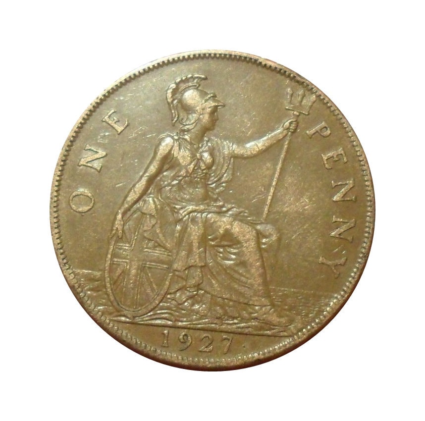 Image of 1927 One Penny Coin Great Britain From King George V , Perfect For Birthdays , Anniversary Or Craft & Jewellery