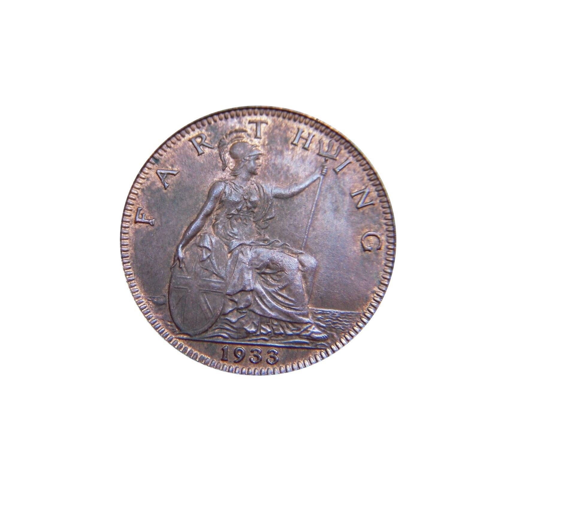 Image of 1933 Farthing Coin Featuring Britannia From The United Kingdom, Perfect For Birthdays , Anniversary & Within Jewellery