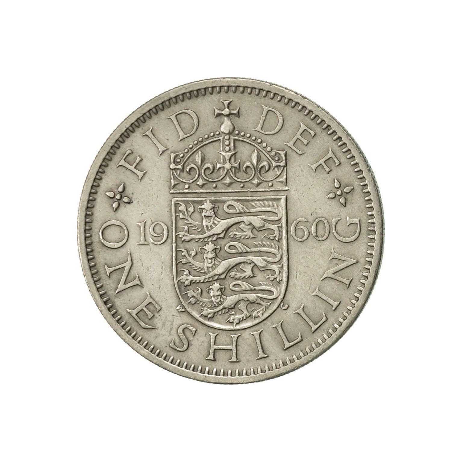 Image of 1960 English Shilling Coin Great Britain From Queen Elizabeth 2nd, Perfect For Birthdays , Anniversary Or Craft & Jewellery