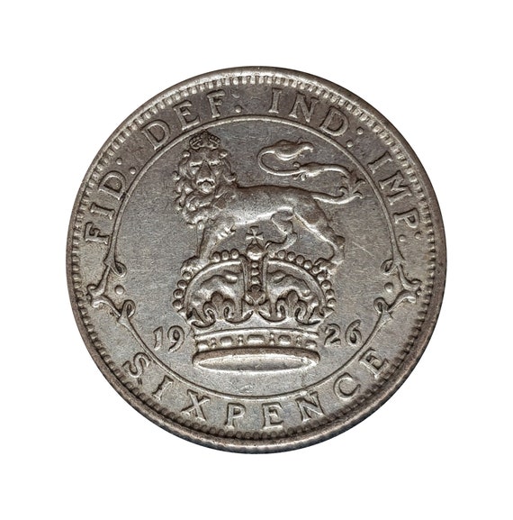 1926年 イギリス ジョージ5世発行 6ペンス硬貨。誕生日、記念日、工芸