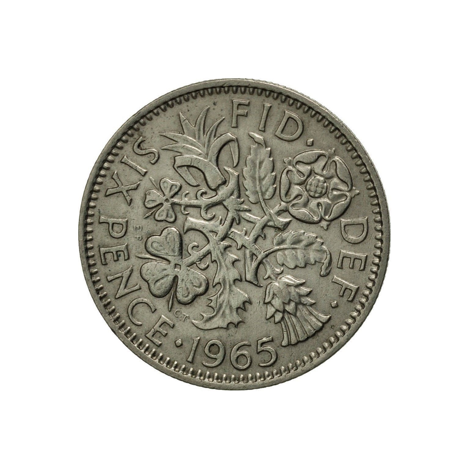Image of 1965 Sixpence Coin Great Britain From Queen Elizabeth Ii, Perfect For Birthdays , Anniversary Or Craft & Jewellery
