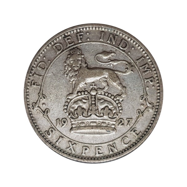 1927 Sixpence Coin Great Britain From King George V, Perfect for Birthdays , Anniversary or Craft and Jewellery
