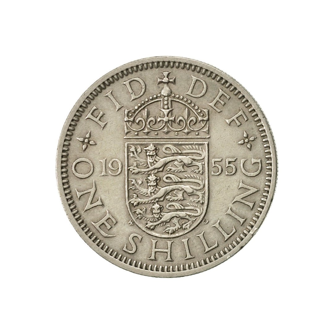 1955 English Shilling Coin Great Britain From Queen Elizabeth 2nd