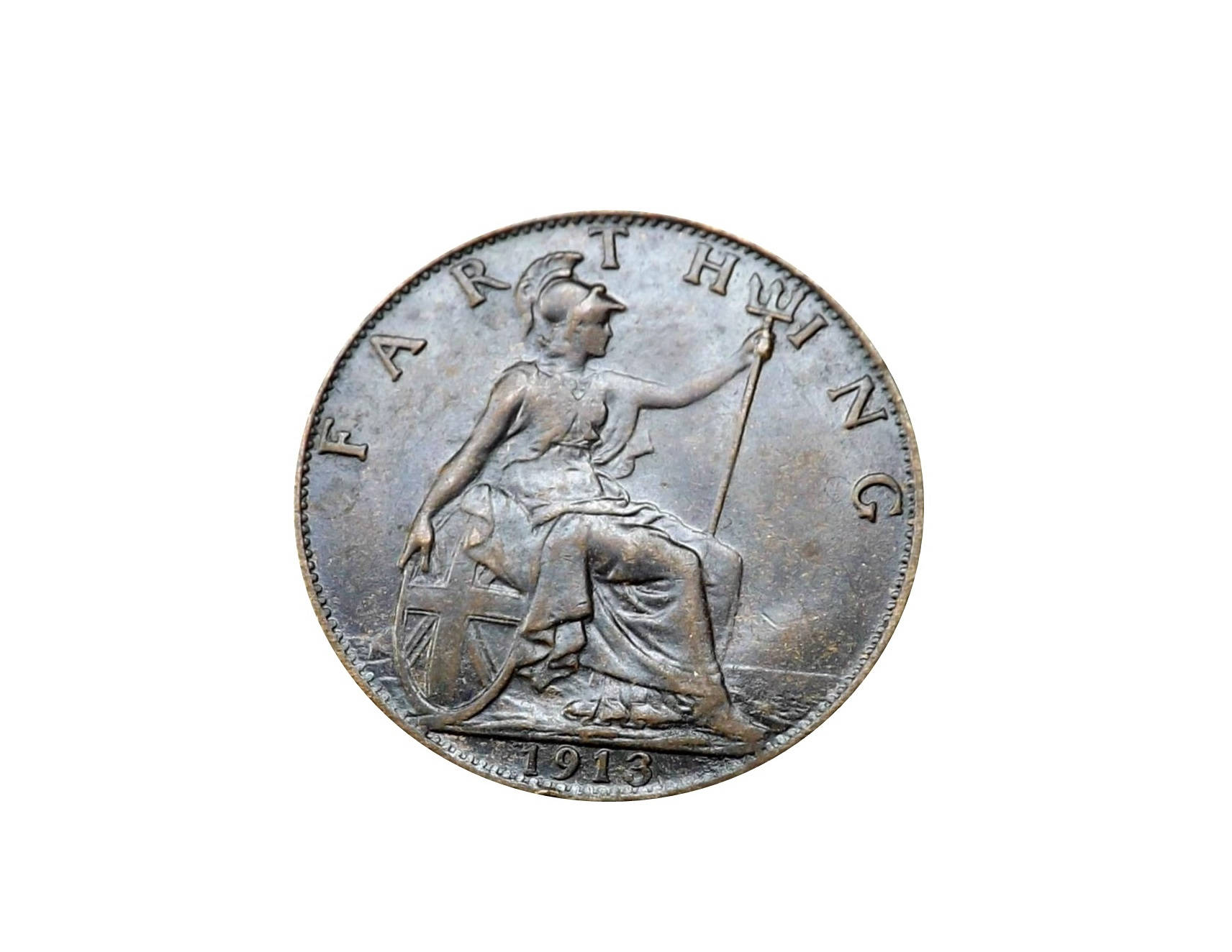 Image of 1913 Farthing Coin Featuring Britannia From The United Kingdom, Perfect For Birthdays , Anniversary & Within Jewellery