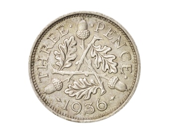 1936 Silver Three Pence from the United kingdom, Perfect for Birthdays ,Anniversary and within Jewellery