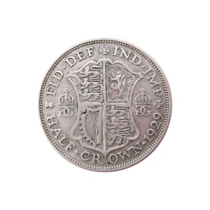 Moneta da mezza corona del 1929 della Gran Bretagna, di re Giorgio V, perfetta per compleanni, anniversari o lavori artigianali e gioielli
