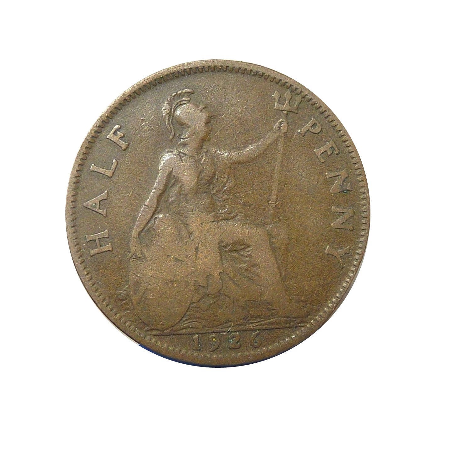 Image of 1926 Half Penny Coin With Britannia, King George V From The United Kingdom, Perfect For Birthdays , Anniversary & Within Jewellery