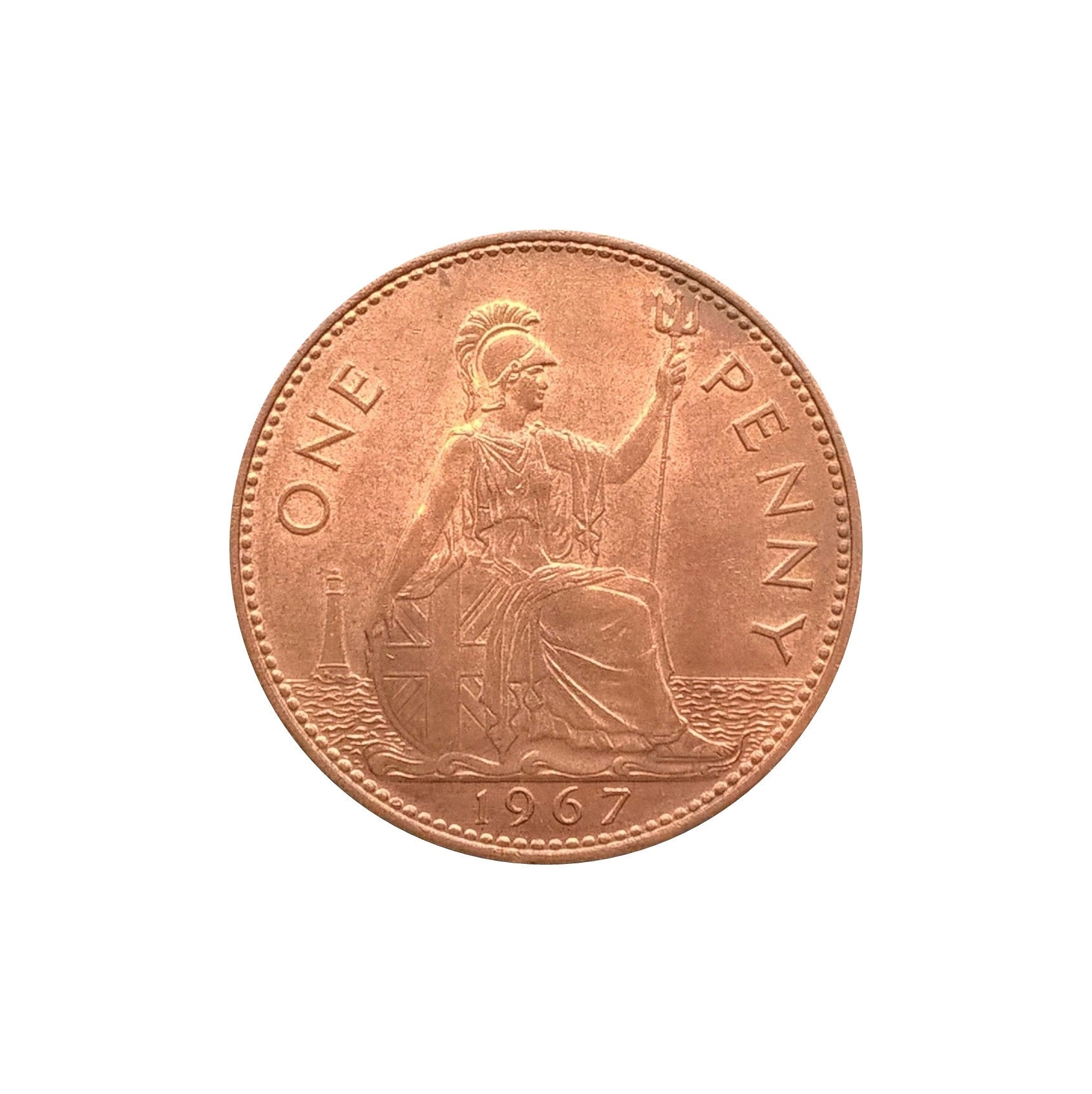 1967 One Penny Coin Great Britain From Queen Elizabeth II , Perfect for  Birthdays ,anniversary or Craft and Jewellery 