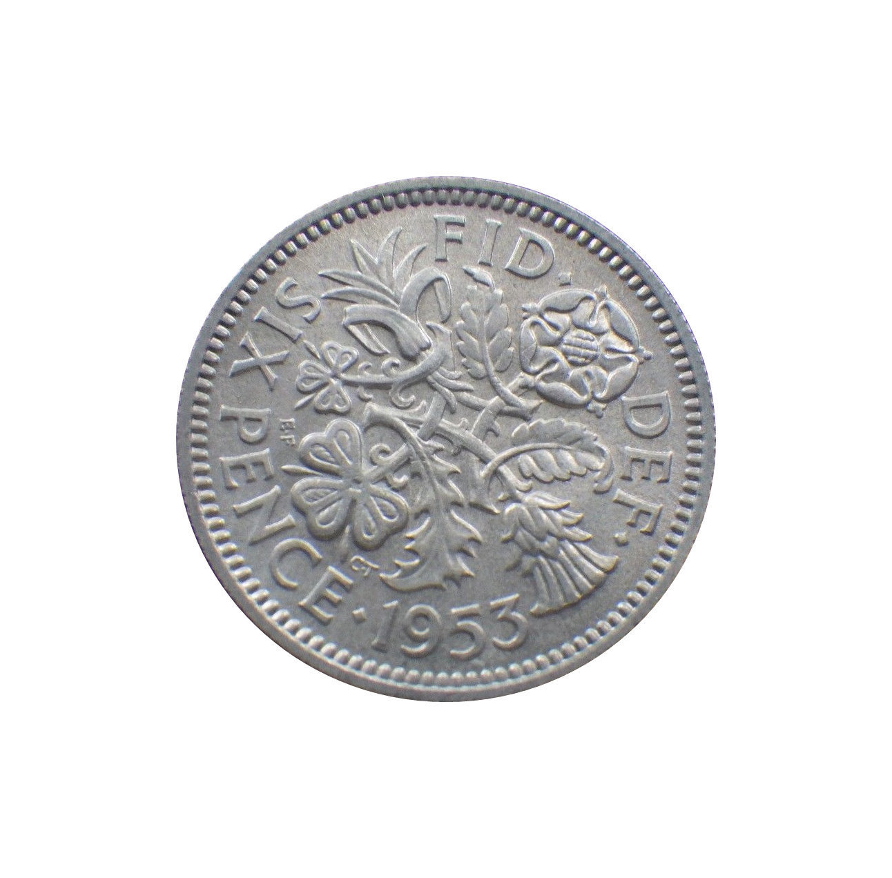 Image of 1953 Sixpence Coin Great Britain From Queen Elizabeth Ii, Perfect For Birthdays , Anniversary Or Craft & Jewellery