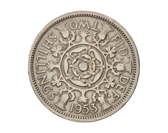 1953 Florin / Two Shilling Coin Great Britain From Queen Elizabeth 2nd, Perfect for Birthdays , Anniversary or Craft and Jewellery