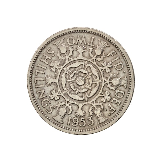 1953年 エリザベス女王 2シリング 銀製