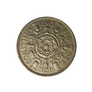 1959 Florin / Two Shilling Coin Great Britain From Queen Elizabeth 2nd, Perfect for Birthdays , Anniversary or Craft and Jewellery