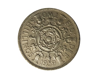1959 Florin / Two Shilling Coin Great Britain From Queen Elizabeth 2nd, Perfect for Birthdays , Anniversary or Craft and Jewellery