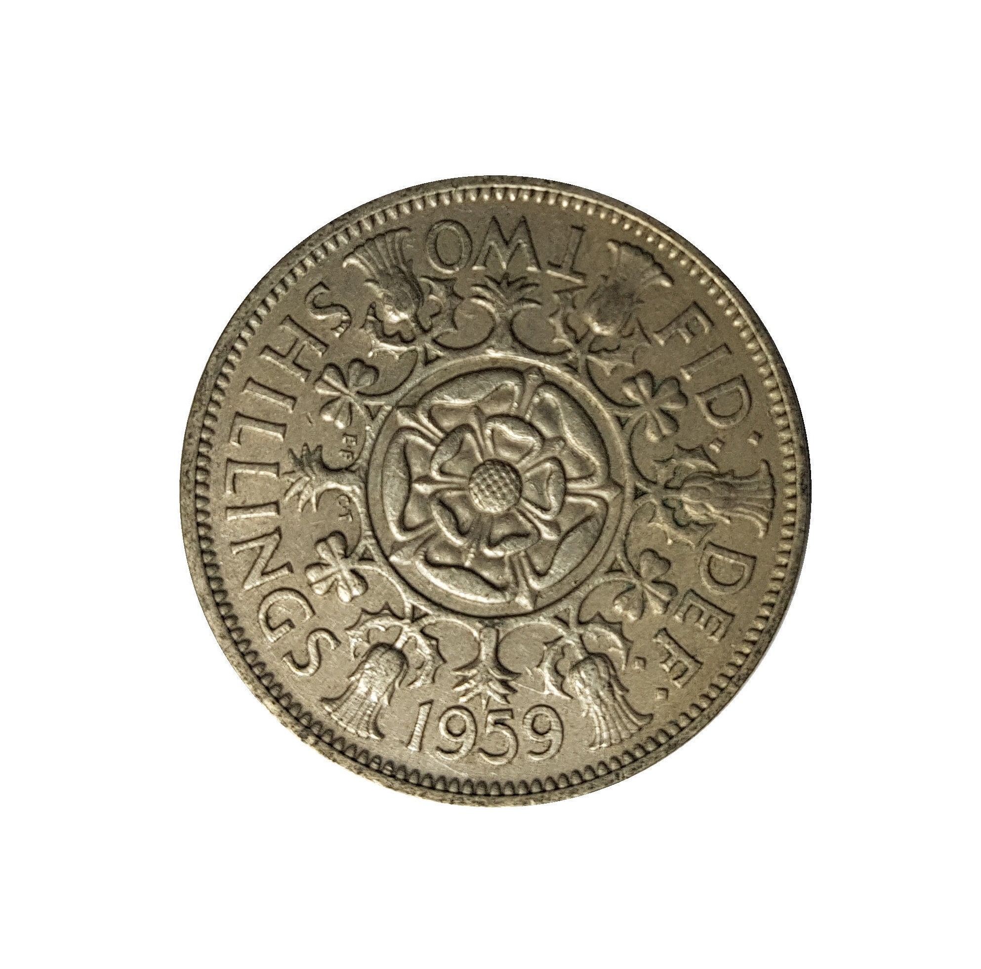 Image of 1959 Florin/Two Shilling Coin Great Britain From Queen Elizabeth 2nd, Perfect For Birthdays , Anniversary Or Craft & Jewellery