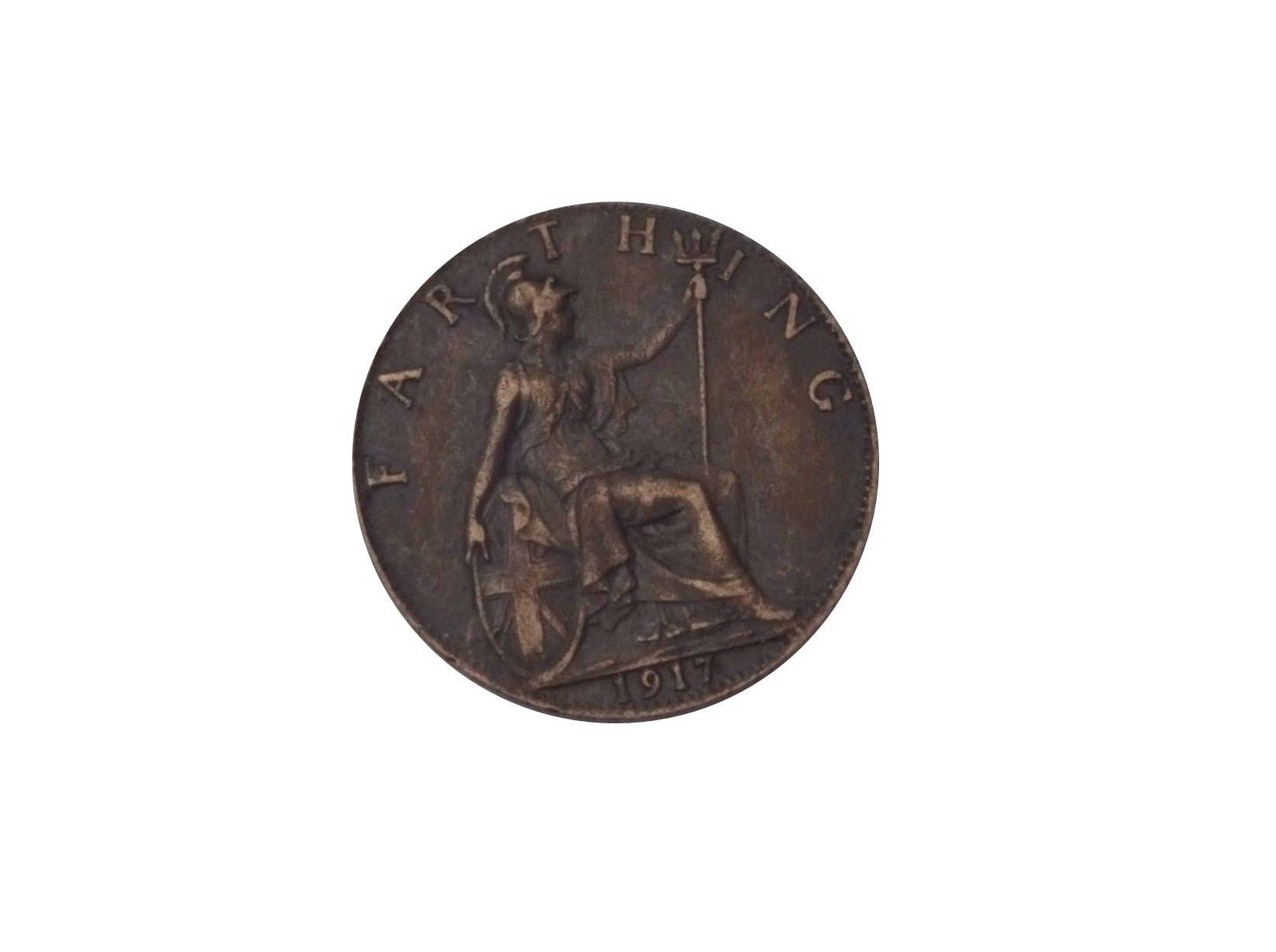 Image of 1917 Farthing Coin Featuring Britannia From The United Kingdom, Perfect For Birthdays , Anniversary & Within Jewellery