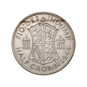 Moneta da mezza corona del 1944 della Gran Bretagna di re Giorgio VI, perfetta per compleanni, anniversari o artigianato e gioielli