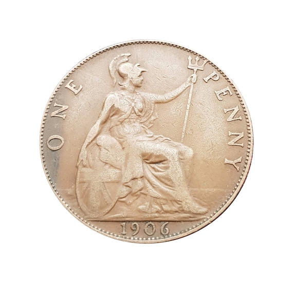 1906年 1ペニー硬貨 イギリス エドワード7世より 誕生日、記念日、工芸