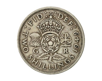 1949 Florin / Two Shilling Coin Great Britain From King George VI, Perfect for Birthdays , Anniversary or Craft and Jewellery