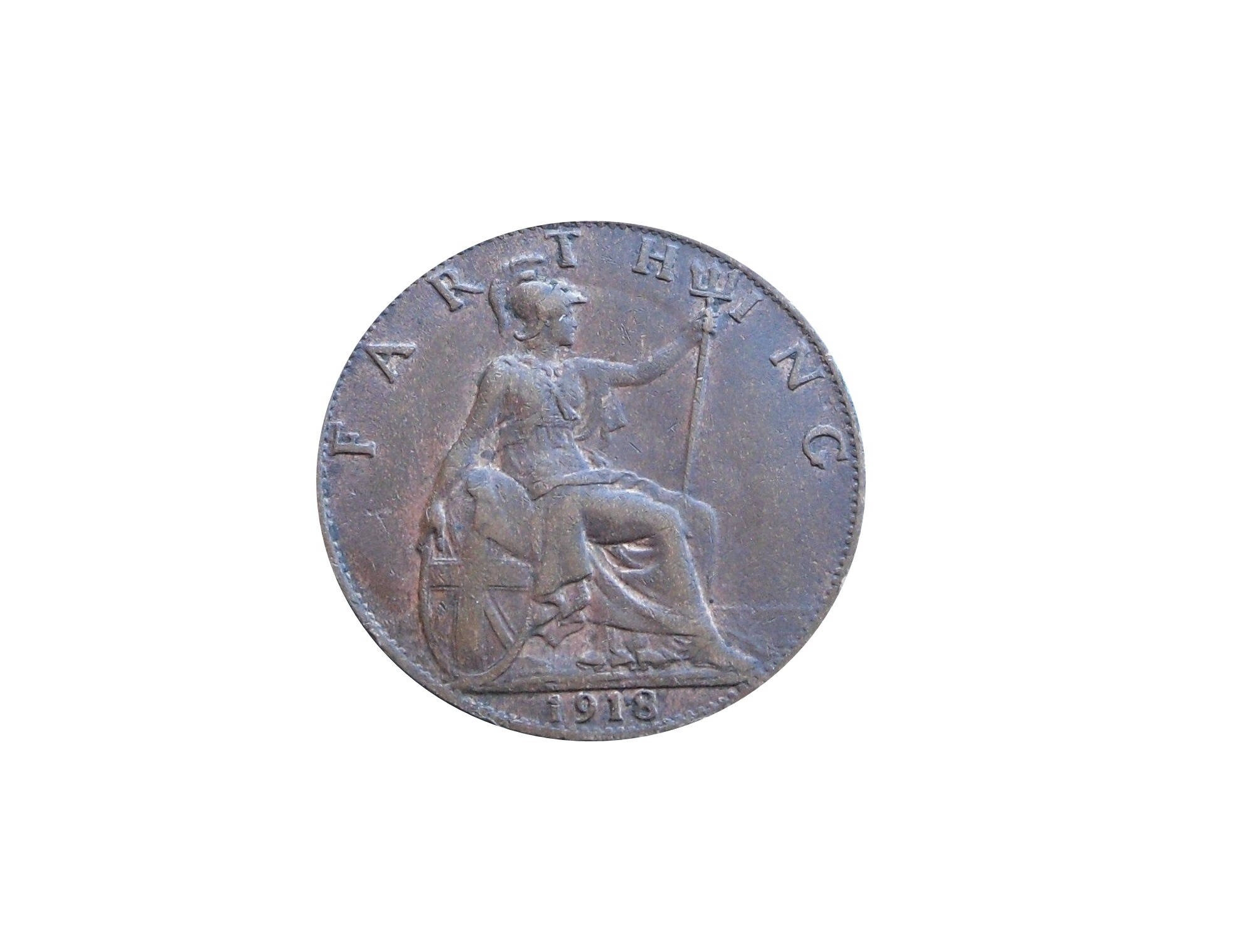 Image of 1918 Farthing Coin Featuring Britannia From The United Kingdom, Perfect For Birthdays , Anniversary & Within Jewellery