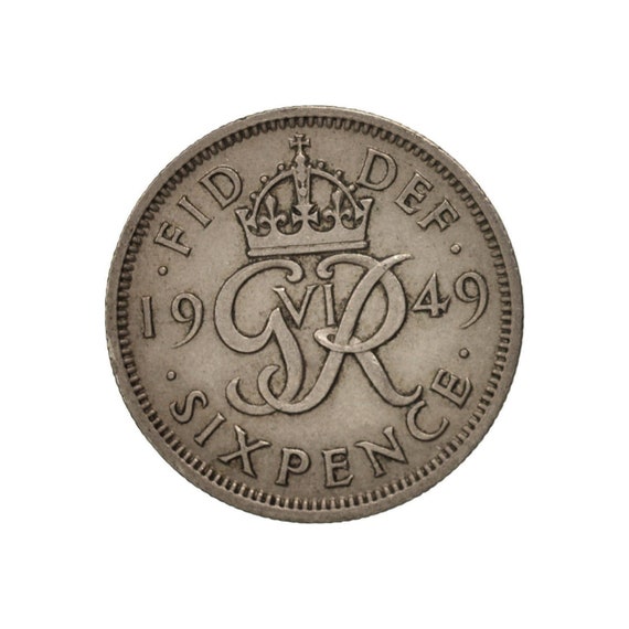 BRITISH WEDDING SIXPENCE KING GEORGE VI 1949 UK ENGLAND