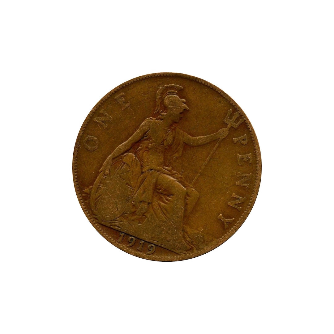 1919年 イギリス ジョージ5世発行 1ペニー硬貨。誕生日、記念日、工芸