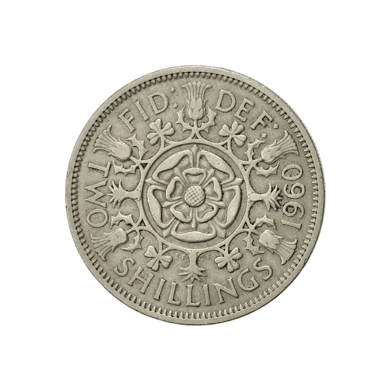 1960 Florin Two Shilling Coin Great Britain From Queen Elizabeth