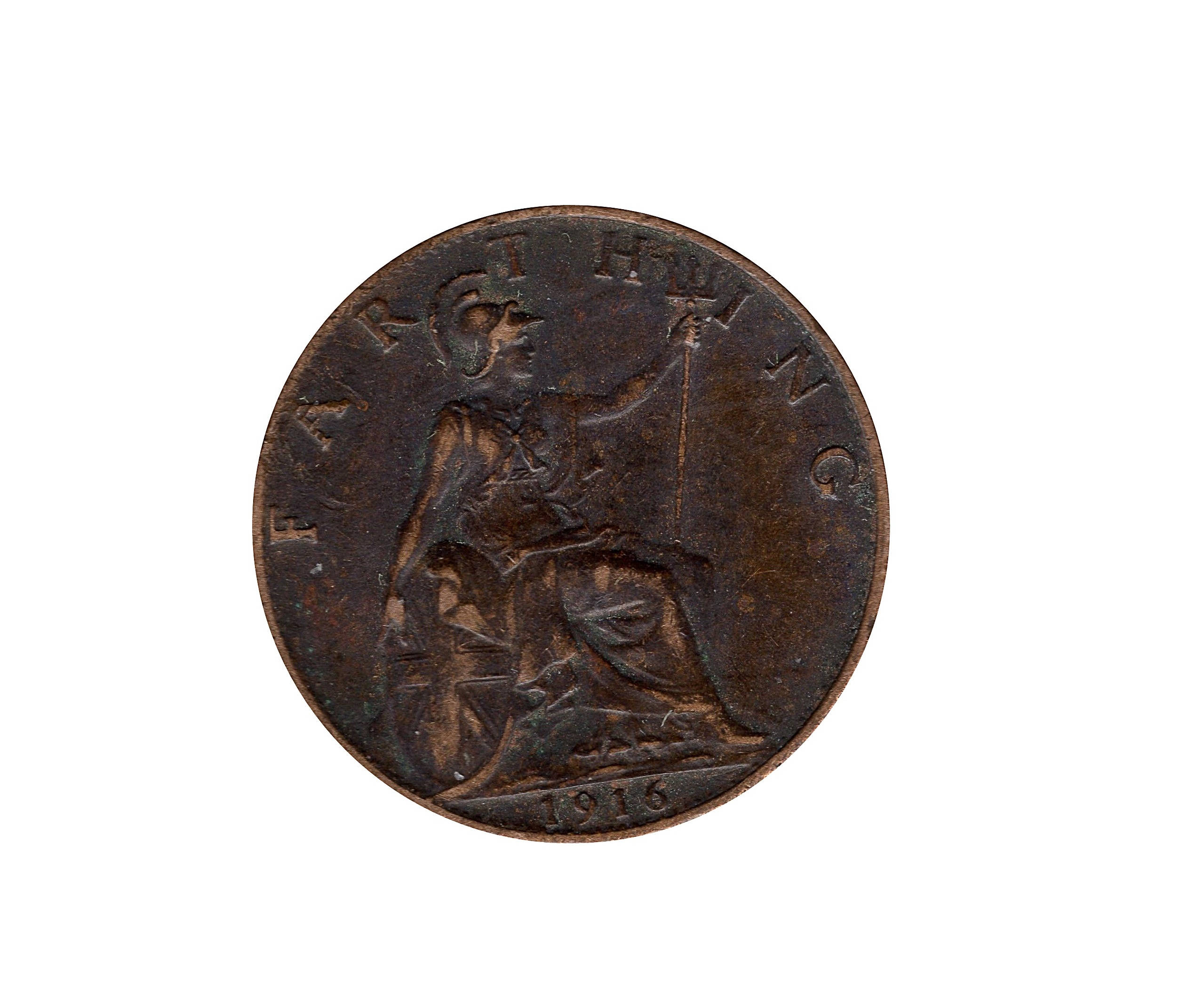 Image of 1916 Farthing Coin Featuring Britannia From The United Kingdom, Perfect For Birthdays , Anniversary & Within Jewellery