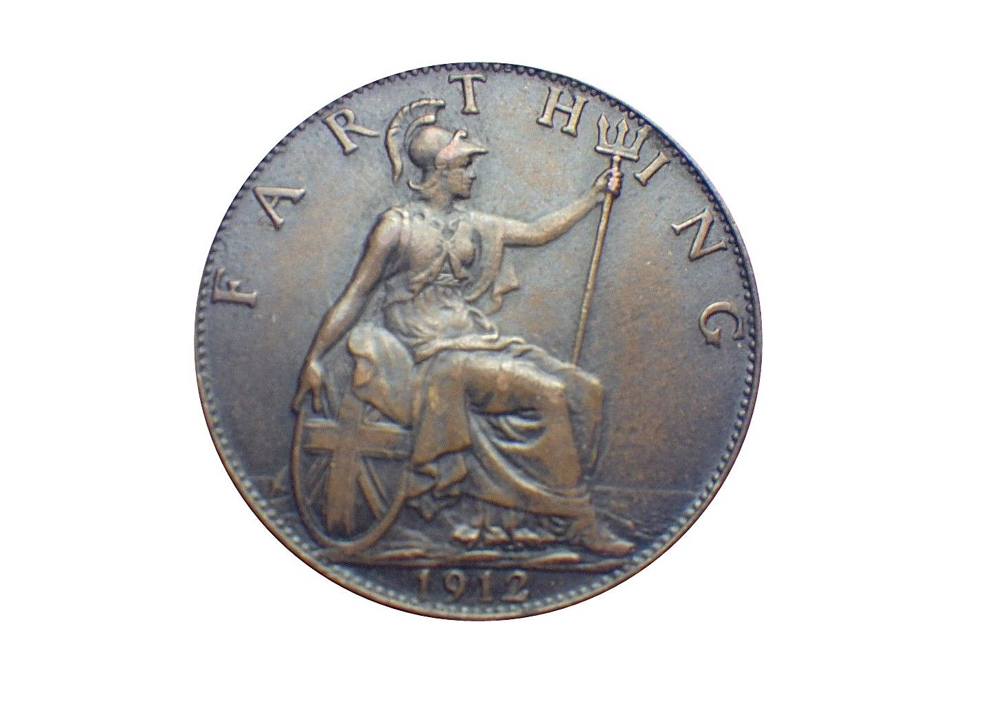 Image of 1912 Farthing Coin Featuring Britannia From The United Kingdom, Perfect For Birthdays , Anniversary & Within Jewellery