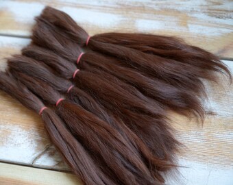 Suri Alpaca: Combed Doll Hair, dark fawn 18 cm