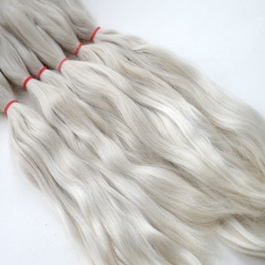 Suri Alpaca: Combed doll hair, White, 18-22 cm  8&quot;