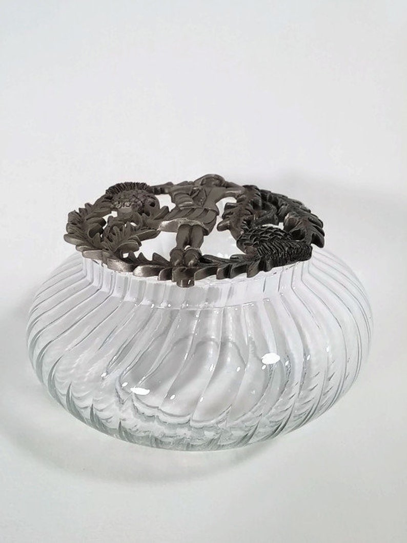 Glass Potpourri Bowl with Pewter Lid Etsy
