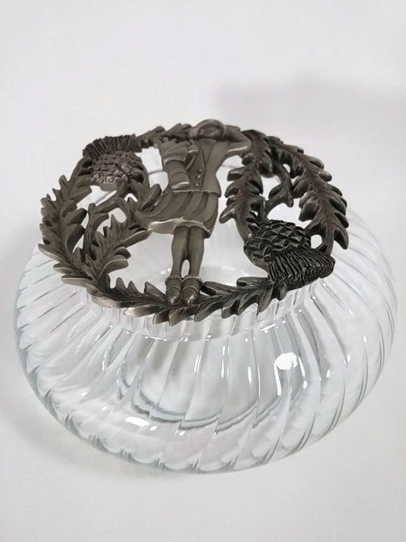 Glass Potpourri Bowl with Pewter Lid Etsy