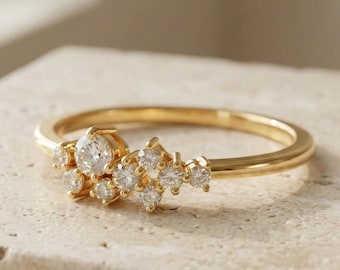 Silver Gemstone Ring in Gold Plated Sterling Silver, Elegant Statement Ring, Handmade Gold Look Ring for Women Gift