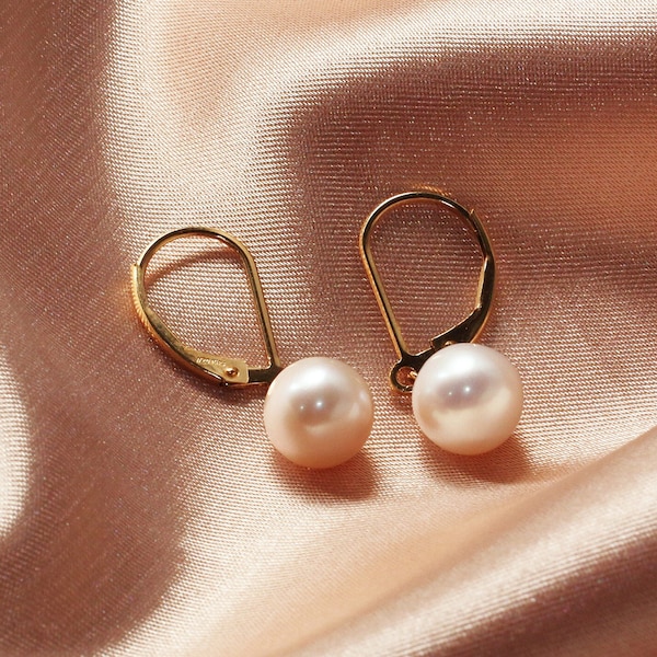 FRESH WATER EARRINGS, Fresh Water Pearl, Beautifully Designed 14k Gold Earrings With Freshwater Pearls: Add Elegance To Your Look