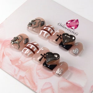 Handcrafted Black Press On Nails: Luxury Gothic Nail Set